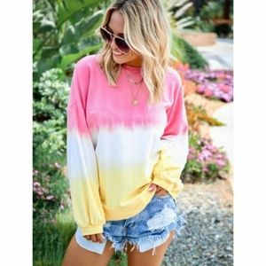 NEW-Women's Long Sleeve Tye-Dye Print Tee